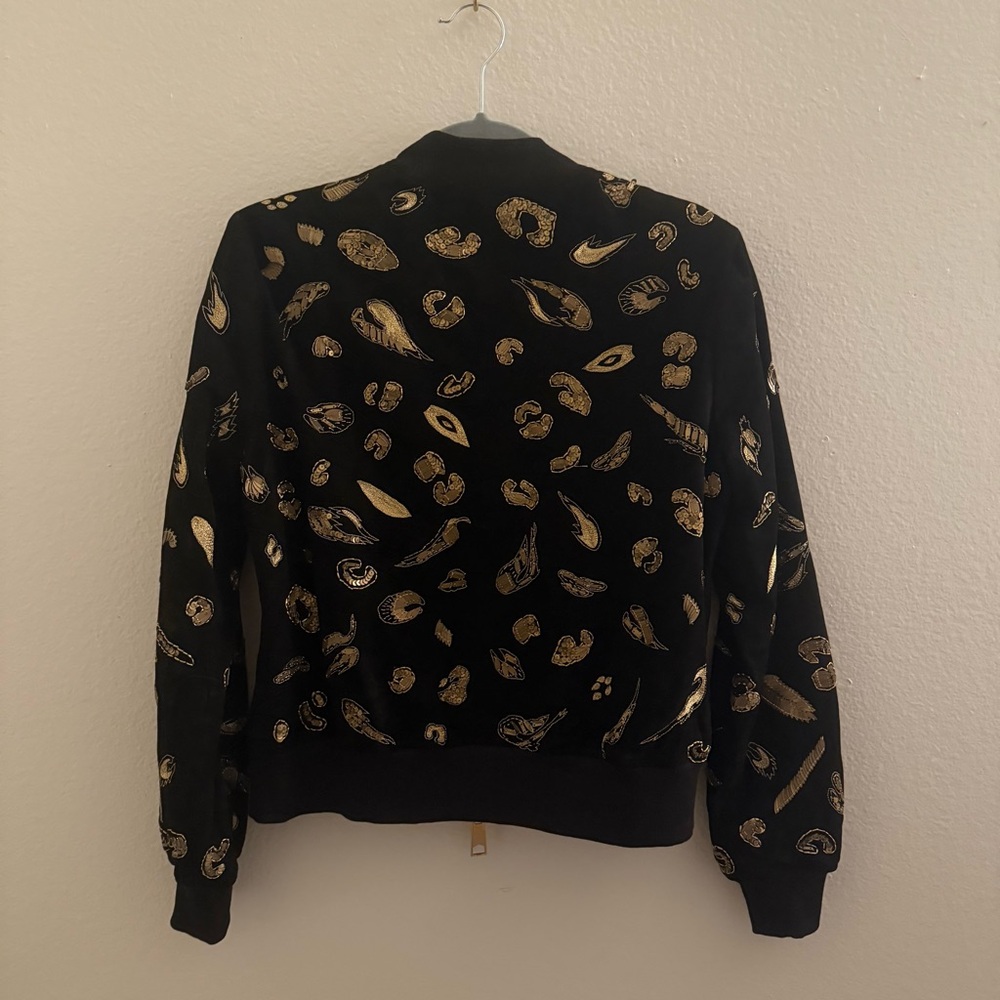Gold Embellished Black Suede and Gold Women's Jacket - Picture 8 of 10